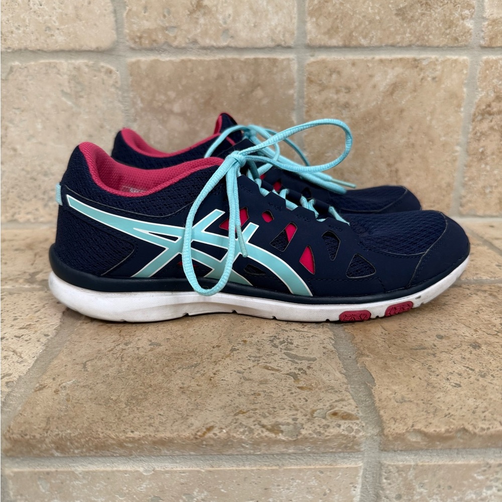 ASICS Women's Gel Fit Tempo Running Training  Blue and Pink Athletic Shoes